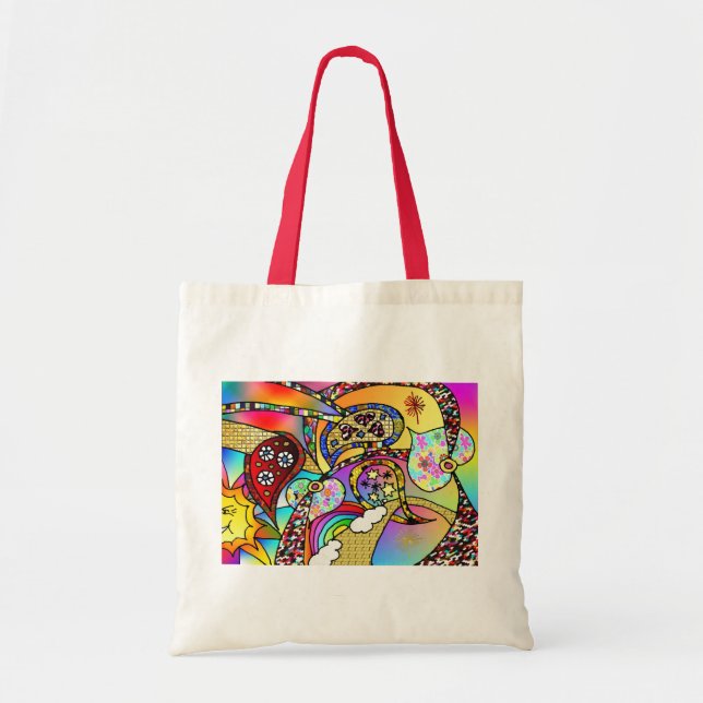 Retro 60er Psychedelic Hearts Paisley Gifts Appare Tragetasche (Vorne)