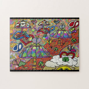 Retro 60er Psychedelic Magic Mushroom Puzzle