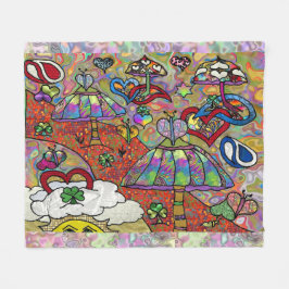 Retro 60er Psychedelic Magic Mushrooms Blanket Fleecedecke