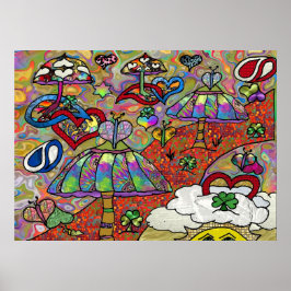 Retro 60er Psychedelic Magic Mushrooms Print Poste Poster