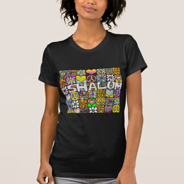 Retro 60er Psychedelic Shalom LIEBE Apparel Gesche T-Shirt (Vorderseite)