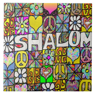 Retro 60er Psychedelic Shalom LIEBE Fliese