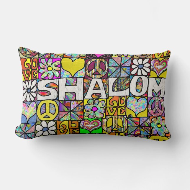 Retro 60er Psychedelic Shalom LIEBE Kopfkissen Lendenkissen (Vorderseite)