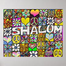 Retro 60er Psychedelic Shalom LIEBE Print Poster