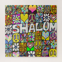 Retro 60er Psychedelic Shalom LIEBE Square
