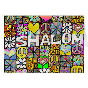 Retro 60er Psychedelic Shalom LOVE Karte