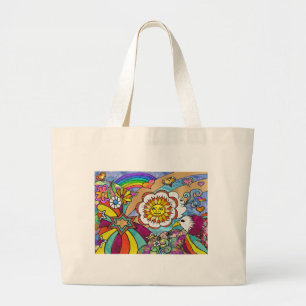 Retro 60er Psychedelic Sunshine Eagle Apparel Gesc Jumbo Stoffbeutel
