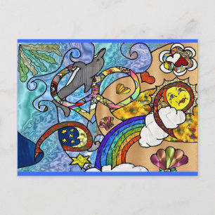 Retro 60er Psychedelisch am Strand Geschenke Bekle Postkarte