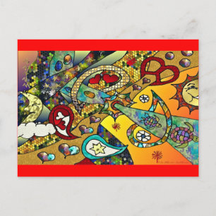 Retro 60er psychedelische Cycle-of-Life-Geschenke  Postkarte