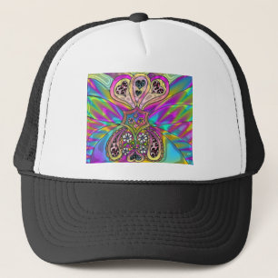 Retro 60er psychedelische Herzen Blumen Geschenke Truckerkappe