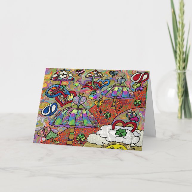 Retro 60er psychedelische magische Pilz-Gruß-Karte Karte (Vorderseite)