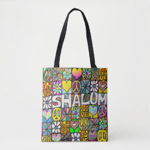 Retro 60er psychedelisches Schalom LIEBE Tasche