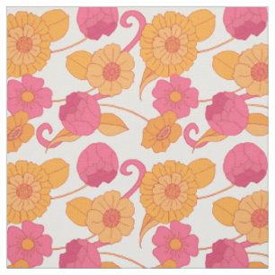 Retro 60er Rosa Orange Hippie Blume Muster Stoff