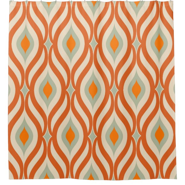 Retro 60er Stil Nahtloses Muster Duschvorhang (Vorderseite)