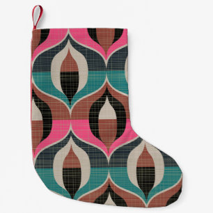 Retro 60er Stil Nahtloses Muster Kleiner Weihnachtsstrumpf