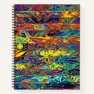 Retro 60er US-amerikanische Flagge psychedelische  Notizbuch