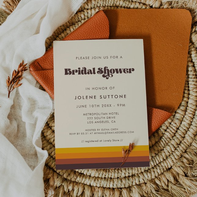 Retro 60er Vintage Farben Brautparty Einladung (Von Creator hochgeladen)