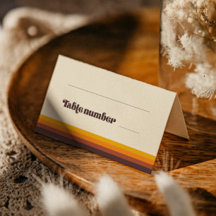Retro 60er Vintage Farben Hochzeit Platzkarte