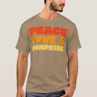 Retro 60s 70s Fall Autumn Season Peace Love Pumpki T-Shirt