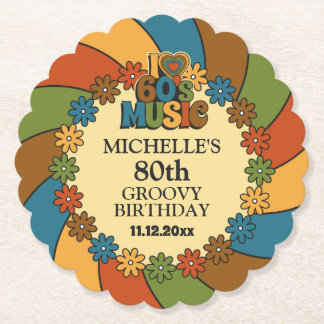 Retro 60s Music Birthday Party for Music Lovers Untersetzer