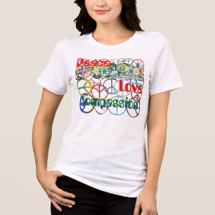 Retro 60's Peace Liebe Mitgefühl T - Shirt
