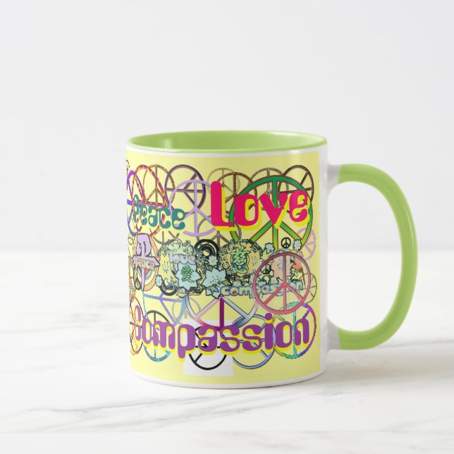 Retro 60's Peace signalisiert GalorePeace Liebe Mi Tasse (Rechts)