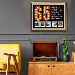 Retro 65. Jubiläum Hearts Benutzerdefinierte Fotoc Poster