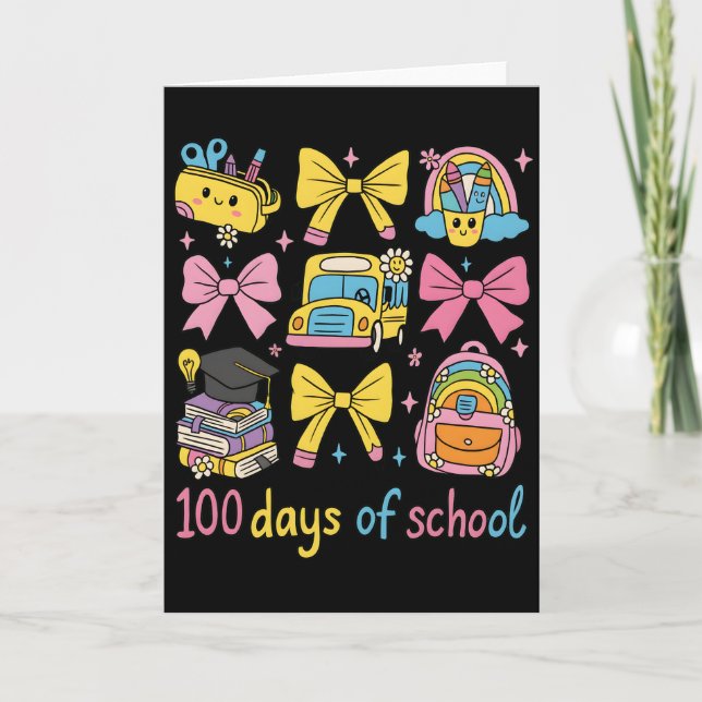 Retro 67 Days Of School Pastel Pencil Student Karte (Vorderseite)