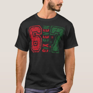 Retro 67 Lustiges Sechs Sieben Meme 6 7 Zahl Weihn T-Shirt