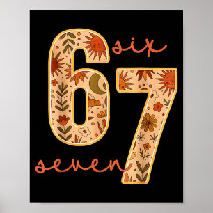 Retro 67 Six Seven Boho Blumen Retro Mond Blumen Poster