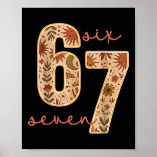 Retro 67 Six Seven Boho Floral Retro Mond Blumen Poster