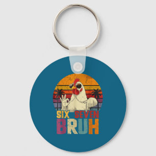 Retro 67 Six Seven Bruh Lustiges Huhn Mit Sonnenbr Schlüsselanhänger