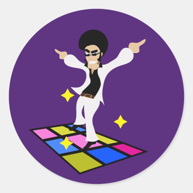 Retro 70 Disco Party Runder Aufkleber (Vorderseite)