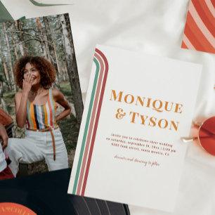 Retro-70 Dusty Rose Terra Cotta Wedding Einladung