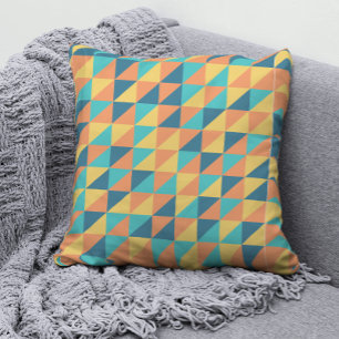 Retro 70 Geometrisches Muster in blau und gelb, pa Kissen