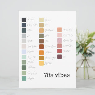Retro 70 Hochzeitsplanungs-Farbpalette Einladung