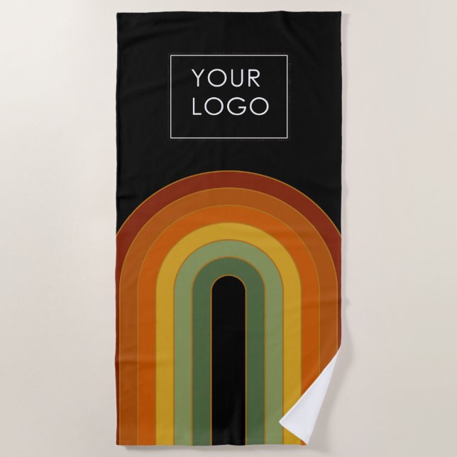 Retro 70 Rainbow Black Strandtuch (Vorderseite)
