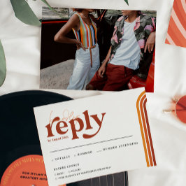 Retro 70 Streifen | Hochzeitsankündigung RSVP Ankündigung