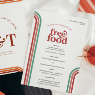 Retro 70 Streifen Hochzeitsmenü Menükarte