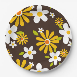 Retro 70er 60er Blume Musterpapier Party Pappteller
