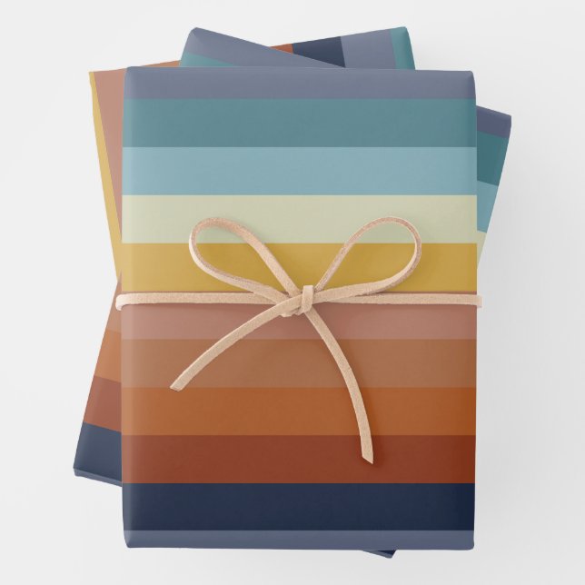 Retro 70er 60er Vintag Stripe vibe Geschenkpapier Set (Beispiel)