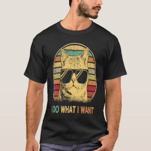 Retro 70er 80er 90er Meowy Katze ich mache was ich T-Shirt