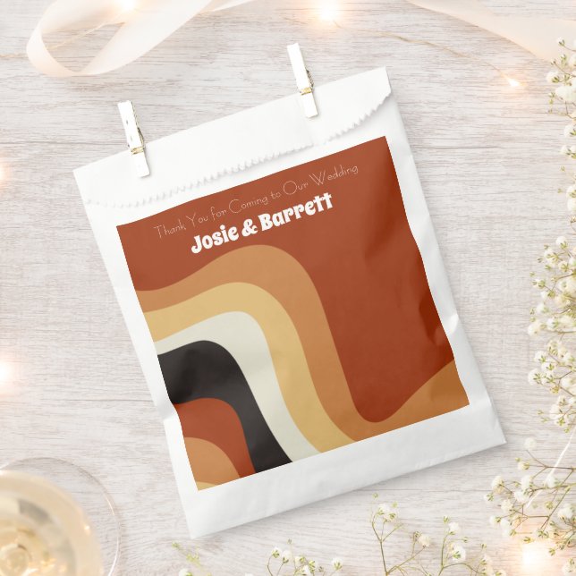 Retro 70er Abstrakt Burnt Orange Bohemisch Wedding Geschenktütchen (Ausgeschnitten)