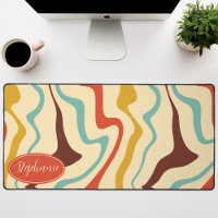 Retro 70er Abstrakt Marble Swirl Creme Orange Brow