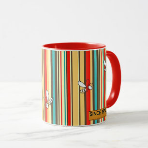 Retro 70er Bee Streifen Kaffeemaschine Tasse