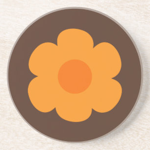 Retro 70er Blume Orange und Braun Getränkeuntersetzer