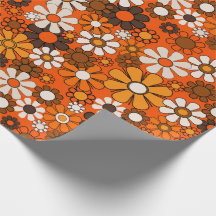 Retro 70er Boho Blumen Braun Orange Geschenk