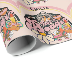 Retro 70er Boogie Disco Tanz Brautjunggesellinnena Geschenkpapier