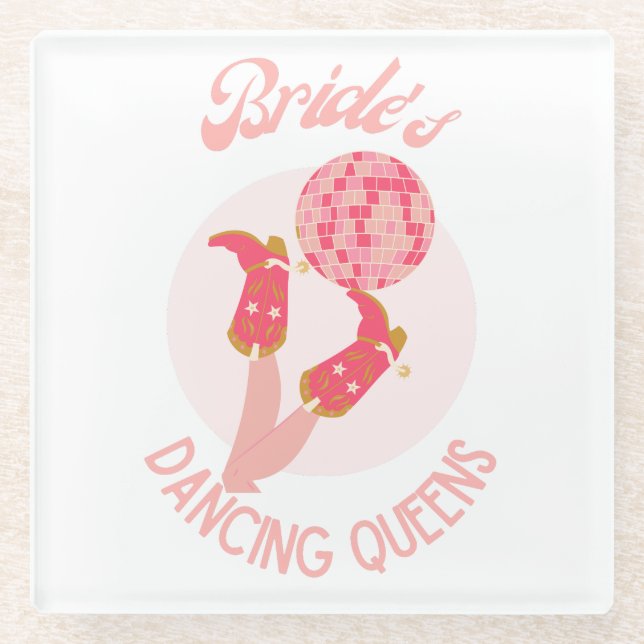 Retro 70er Bride's Dancing Queens Bachelorette Glasuntersetzer (Vorderseite)