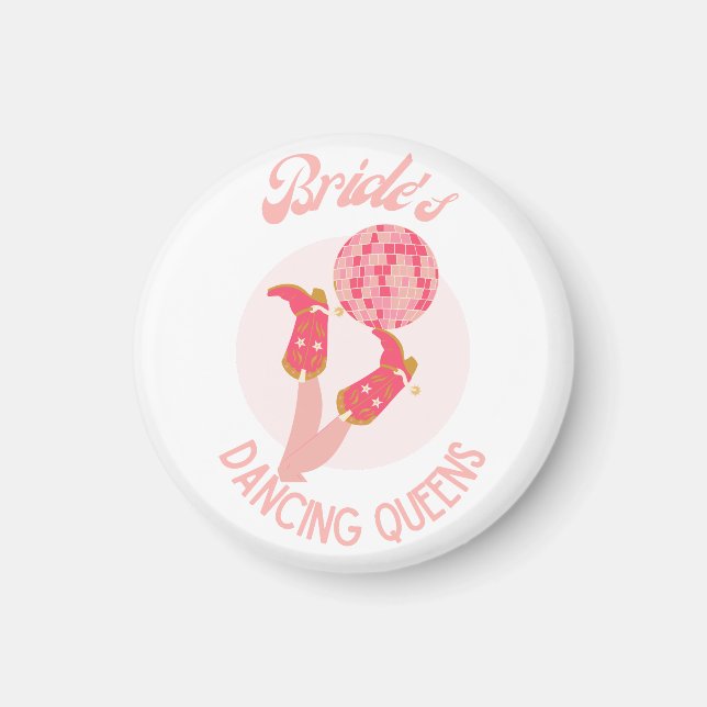 Retro 70er Bride's Dancing Queens Bachelorette Magnet (Vorne)